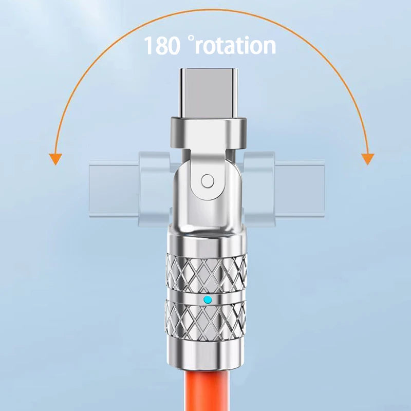 Cable USB a Type-C Giratorio 180° | Carga Súper Rápida 120W ⚡