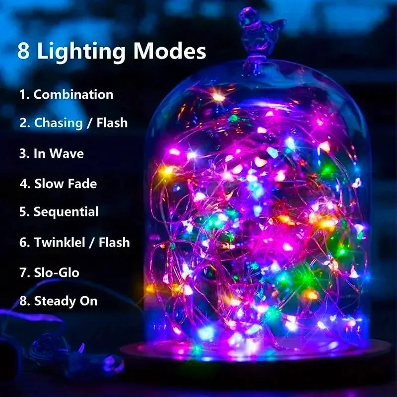Luces Decorativas y Navideñas LED Solares ✨ 8 Modos | Impermeables y Decorativas