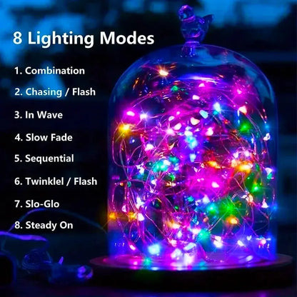 Luces Decorativas y Navideñas LED Solares ✨ 8 Modos | Impermeables y Decorativas