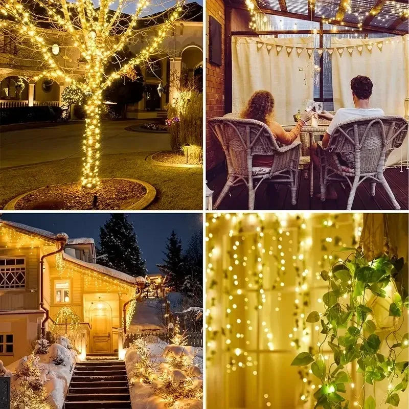 Luces Decorativas y Navideñas LED Solares ✨ 8 Modos | Impermeables y Decorativas
