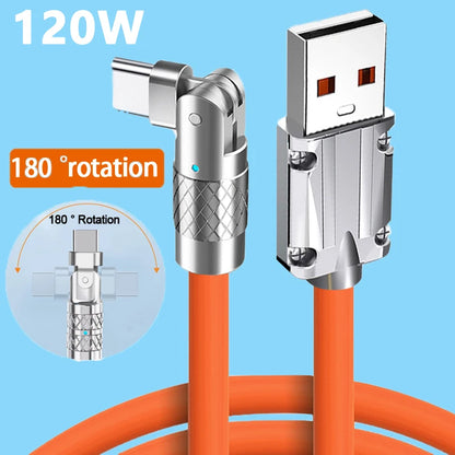Cable USB a Type-C Giratorio 180° | Carga Súper Rápida 120W ⚡